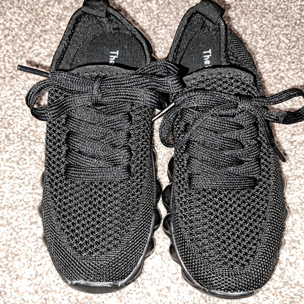 Kids Black Knit Style Sneakers. Slip On, Brand New